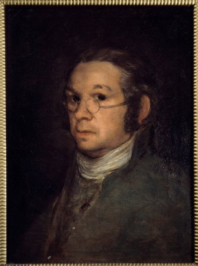 弗朗西斯科·德·戈雅（Francisco de Goya，1746-1828 年）19 世纪的自画像画。 0,54x0,39 m 巴约讷，博纳博物馆 - 自画像。 弗朗西斯科·德·戈雅 (Francisco de Goya) 的绘画 (1746-1828) 作者 弗朗西斯科·德·戈雅