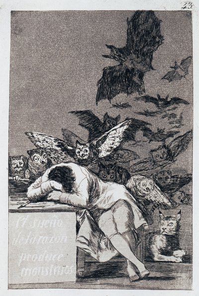理性的睡眠会产生怪物。卡普里科43号 作者 弗朗西斯科·德·戈雅