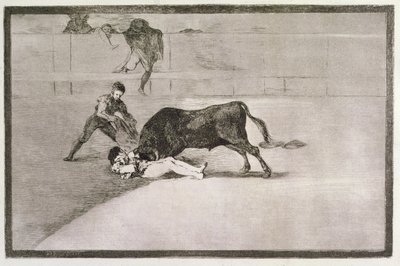 1801年5月11日在马德里环形的Pepe Hillo（Jose Delgado）的不幸之死，“斗牛艺术”的第33页，酒吧。 1816 作者 弗朗西斯科·德·戈雅