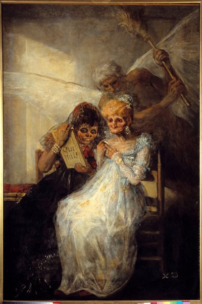 弗朗西斯科·德·戈雅 (Francisco de Goya) (1746-1828) 1808 年的《时间或旧画》。 1,81x1,25 m 里尔，美术博物馆 - 时间或老妇人。 弗朗西斯科·德·戈雅 (Francisco de Goya) 的绘画 (1746-1828) 作者 弗朗西斯科·德·戈雅
