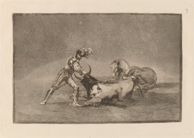 西班牙骑士在失马后杀死公牛》（Un caballero espanol mata un toro despues de haber perdido el caballo） 作者 弗朗西斯科·德·戈雅