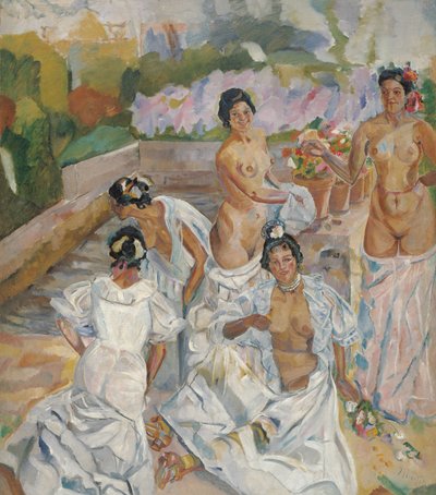 浴池（塞维利亚） - 伊图里诺，弗朗西斯科（1864-1924） - 约 1908 - 布面油画 - 200x174 - 马拉加卡门-蒂森博物馆 作者 弗朗西斯科·德·伊图里诺
