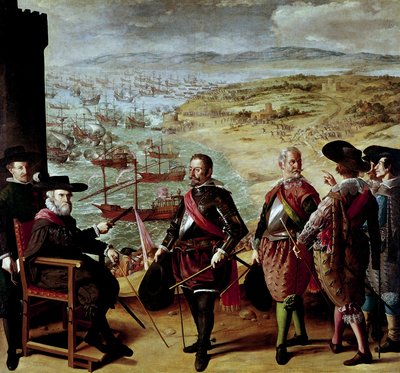 描绘了丽池城 (Buen Retiro) 的战斗：1627 年加的斯抵御英国人的防御 作者 弗朗西斯科·德祖巴兰