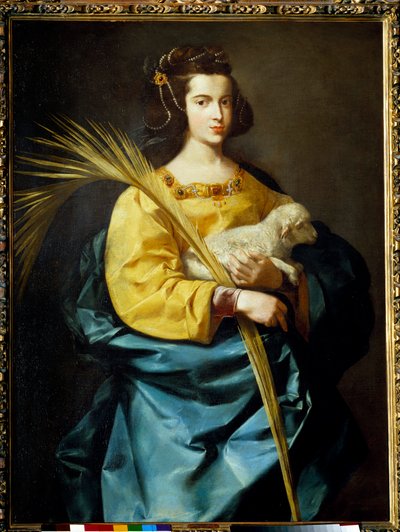 弗朗西斯科-德-祖尔巴兰（1598-1664）的圣艾格尼丝画作（ec.esp.）17世纪Privee收藏。 作者 弗朗西斯科·德祖巴兰