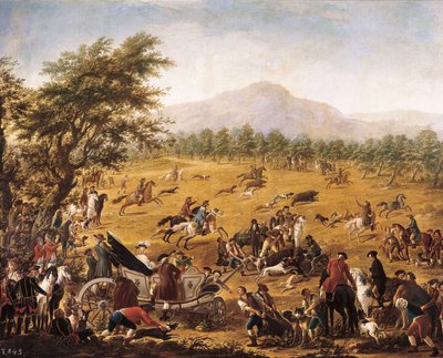 狩猎，C。 1780（布面油画） 作者 弗朗西斯科·德拉特拉弗斯