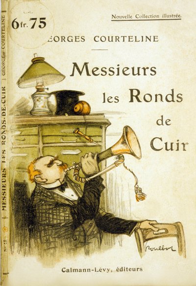 Georges Courteline 的《Messieurs les ronds de cuir》封面，约 1908 年（彩色石版印刷）。 作者 弗朗西斯·波尔博特