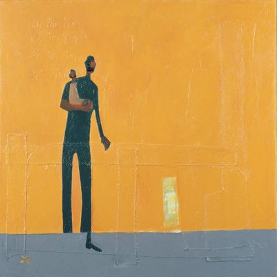 父与子（混合媒介画布） 作者 