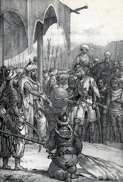 第七次十字军东征：国王路易九世在 1250 年 4 月 6 日的法里斯库尔战役中被俘（第七次十字军东征：1250 年 4 月 6 日，国王路易九世在法里斯库尔战役中被俘）。 作者 佛朗哥·米斯特拉利
