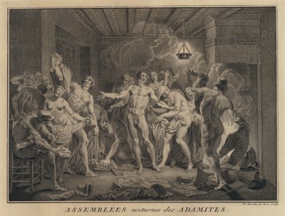 Adamites 的夜间聚会（雕刻） 作者 弗朗索瓦·莫雷伦·拉·凯夫（Morellon la Cave）