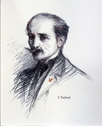 埃德蒙·罗斯坦德的肖像。 (1868-1918) Thévenot François (1856-1943) 的绘画。 作者 弗朗索瓦·塞弗诺（Thevenot）