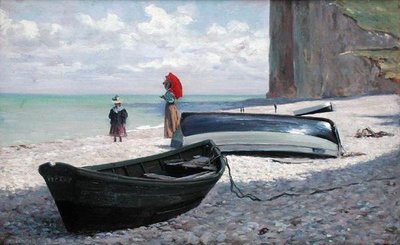 法国北部费康的海滩景象（油画板）。 作者 弗朗索瓦·奥古斯特·迪迪埃·克洛维斯