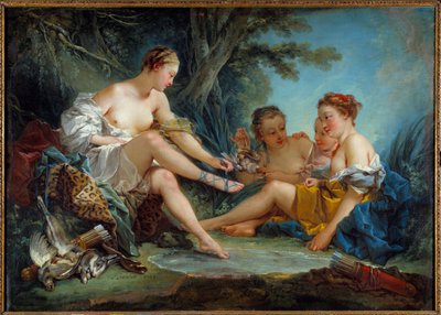 Le retour de la chasse de Diane 弗朗索瓦·布歇 (1703-1770) 1745 年作画 0,94x1,31 m 巴黎。 博物馆干邑杰伊 - 黛安狩猎的回归。 弗朗索瓦·布歇 (Francois Boucher) (1703-1770) 的画作，1745 年。0.94 x 1.31 m。 干邑杰伊博物馆，巴黎 作者 弗朗索瓦·布歇