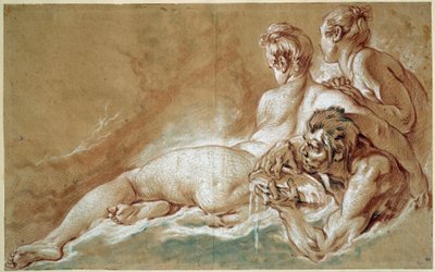 Naiades et triton 弗朗索瓦·布歇 (1703-1770) 1753 年用红色粉笔和铅笔绘制的图画。 0.29x0.46 m 巴黎，卢浮宫 作者 弗朗索瓦·布歇