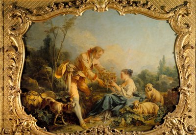 自满的田园田园风光。 弗朗索瓦·布歇 (Francois Boucher) (1703-1770) 的画作，1737 年巴黎，国家档案馆 作者 弗朗索瓦·布歇