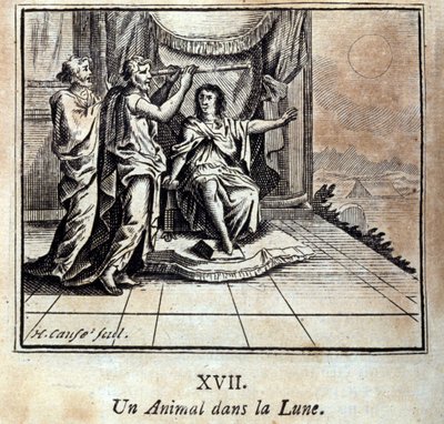 月亮里的动物Jean de La Fontaine (1621-95)的寓言。插图：François Chauveau（1613-1676）。1728年的版本。 作者 弗朗索瓦·夏维