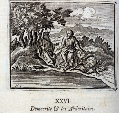 Democrite and the Abderitans.Jean de La Fontaine (1621-95)的寓言。插图：François Chauveau（1613-1676）。1728年的版本。 作者 弗朗索瓦·夏维