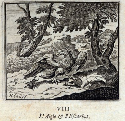 鹰和蜗牛Jean de La Fontaine (1621-95)的寓言。插图：François Chauveau（1613-1676）。1728年的版本。 作者 弗朗索瓦·夏维