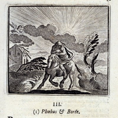菲布斯和博雷。Jean de La Fontaine (1621-95)的寓言。插图：François Chauveau（1613-1676）。1728年的版本。 作者 弗朗索瓦·夏维