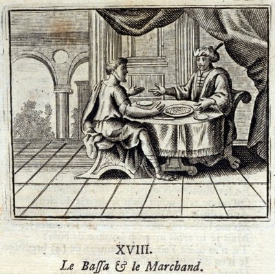 巴萨和商人。Jean de La Fontaine (1621-95)的寓言。插图：François Chauveau（1613-1676）。1728年的版本。 作者 弗朗索瓦·夏维