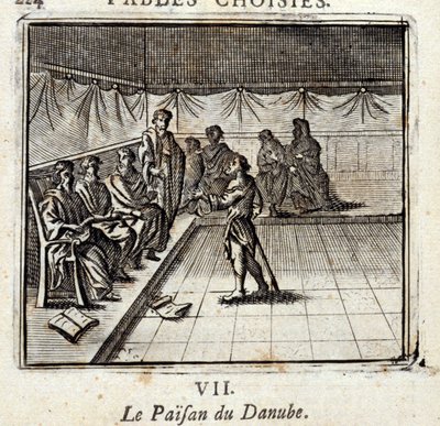 多瑙河农民。Jean de La Fontaine (1621-95)的寓言。插图：François Chauveau（1613-1676）。1728年的版本。 作者 弗朗索瓦·夏维