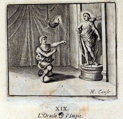 神谕与非神的人。Jean de La Fontaine (1621-95)的寓言。插图：François Chauveau（1613-1676）。1728年的版本。 作者 弗朗索瓦·夏维