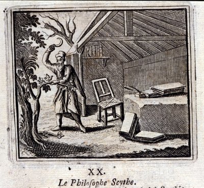 哲学家斯西特。Jean de La Fontaine (1621-95)的寓言。插图：François Chauveau（1613-1676）。1728年的版本。 作者 弗朗索瓦·夏维