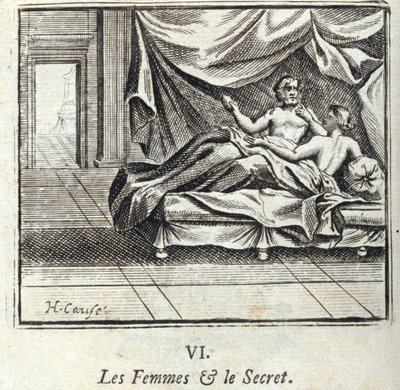 妇女与秘密。Jean de La Fontaine (1621-95)的寓言。插图：François Chauveau（1613-1676）。1728年的版本。 作者 弗朗索瓦·夏维