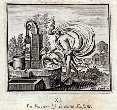 财富》和《幼童》。Jean de La Fontaine (1621-95)的寓言。插图：François Chauveau（1613-1676）。1728年的版本。 作者 弗朗索瓦·夏维