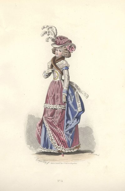 Woman in tricolor outfit, era of Marie Antoinette. 作者 弗朗索瓦·克劳迪乌斯·康特杯