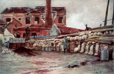 1915年5月20日，法国Soissons的Factory Barricade，1926年。 作者 弗朗索瓦·弗拉蒙