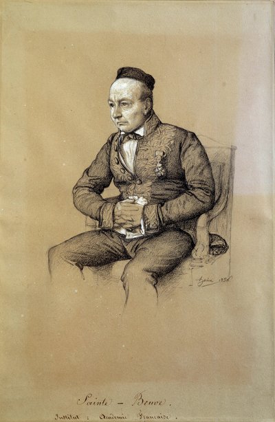 Charles Auguste Sainte Beuve (1804-1869) 的肖像，法国文学评论家和作家。 弗朗索瓦·约瑟夫·海姆 (1787-1865) 的绘画 作者 弗朗索瓦·约瑟夫·海姆