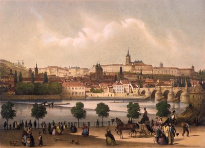 小的处所和布拉格城堡Hradcany的看法，c.1845 作者 弗朗索瓦·约瑟夫·桑德曼