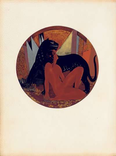 莫格利（Mowgli）和巴格耶拉（Baghera），插图摘自鲁德亚德·基普林（Rudyard Kipling）的“丛林之书”，吉恩·杜南（Jean Dunand）（1877-1942） 作者 弗朗索瓦·路易斯（后）铁匠