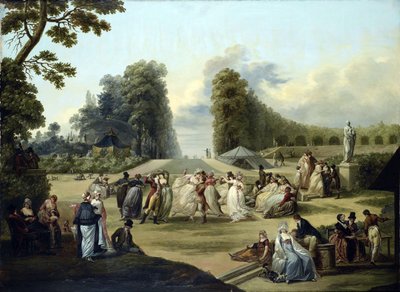 Ball in the Tivoli Gardens, Paris - Peinture de Francois Louis Joseph Watteau (1758-1823) 作者 弗朗索瓦·路易斯·约瑟夫·瓦托