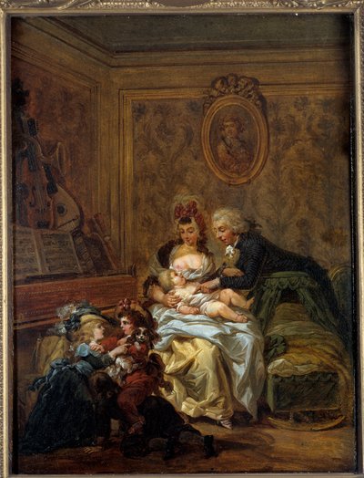幸福的家庭。Francois Louis Joseph Watteau dit Watteau de Lille (1758-1823)的绘画。 作者 弗朗索瓦·路易斯·约瑟夫·瓦托