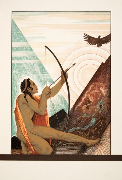 赫拉克勒斯射击鹰，从普罗米修斯链接由Aeschylus，酒吧。 1941年（模版印刷） 作者 弗朗索瓦路易斯史密斯