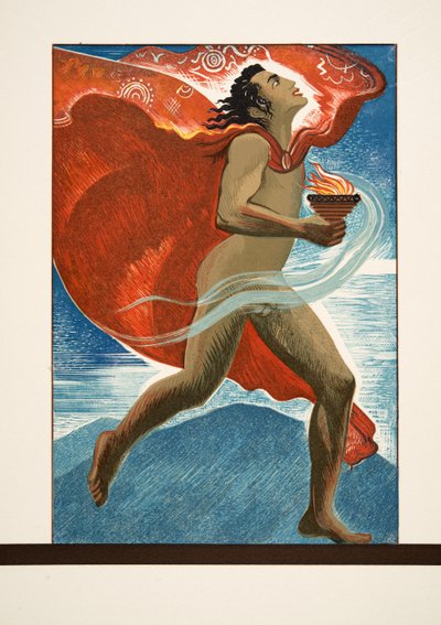 Prometheseus与火一起运行，来自Prometheus由Aeschylus，酒吧束缚。 1941年（模版印刷） 作者 弗朗索瓦路易斯史密斯