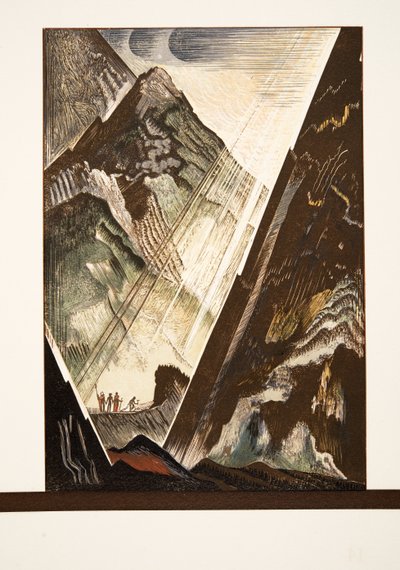 普罗米修斯被Hephaestus，Kratos和Bia钉在岩石上，来自Aeschylus酒吧的ProméthéeEnchaîné。 1941年（pochoir print） 作者 弗朗索瓦路易斯史密斯