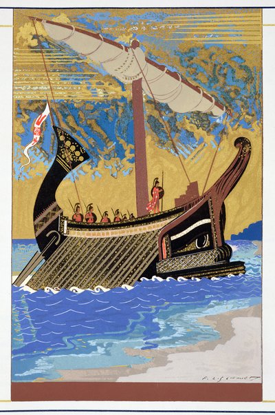 来自&39;Homer：The Odessy&39;的奥德修斯之船于1930年至1933年在巴黎出版 作者 弗朗索瓦路易斯史密斯