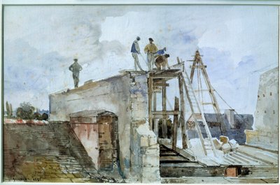 House construction site under construction seen from the Granet window at the Institute. Watercolour by Francois Marius Granet (1775-1849). 19th century. Dim. 0,25x0,38 m. Paris, Louvre Museum 作者 弗朗索瓦·马里乌斯·格兰内特