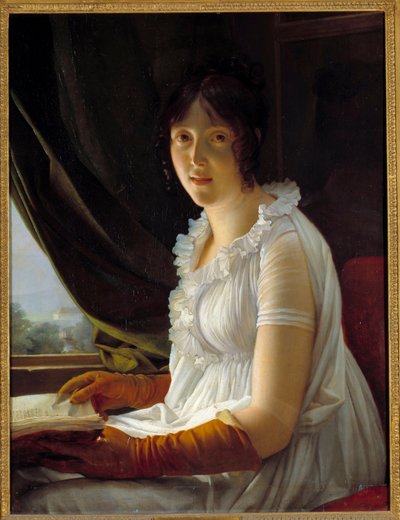 Barbier Walbonne 夫人 (1763-1837) 的肖像画家 Jacques Luc Barbier 的妻子 Francois Gerard (1770-1837) 的画作，1796 年 0,79x0,59 米 作者 弗朗索瓦·帕斯卡尔·西蒙·杰拉德男爵