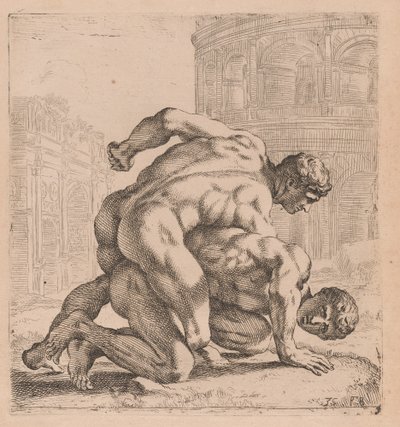美第奇摔跤手，侧视图，转向右侧[版画35］ 作者 弗朗索瓦·佩里尔