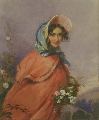 一位女士在开放景观（wc在纸上）的肖像 作者 Francois Theodore Rochard