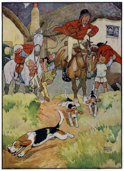 三个快乐的狩猎者（彩色石版印刷） 作者 Frank Adams