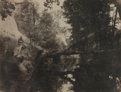 溪岸上的坐着的人物风景，约1856年。 作者 弗兰克·肖瓦塞涅