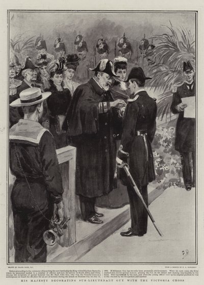 陛下用维多利亚十字勋章装饰Sub-Lieutnant Guy 作者 Frank Dadd