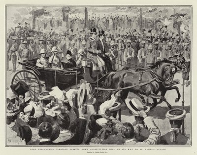 基奇纳勋爵的马车在通往圣詹姆斯宫的路上经过宪法山 作者 Frank Dadd