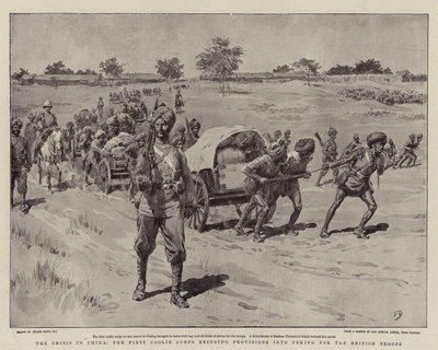 中国的危机，第一批Coolie Corps为英国军队带来了北京的规定 作者 Frank Dadd