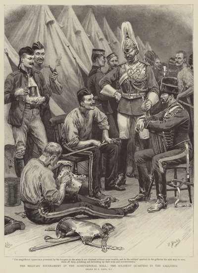 农业大厅的军事比赛，画廊的士兵宿舍 作者 Frank Dadd