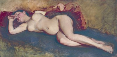 斜倚的裸体（布面油画） 作者 Frank Duveneck